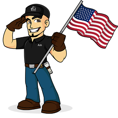 Sweep Holding American Flag and saluting 
