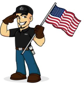 sweep holding an American flag