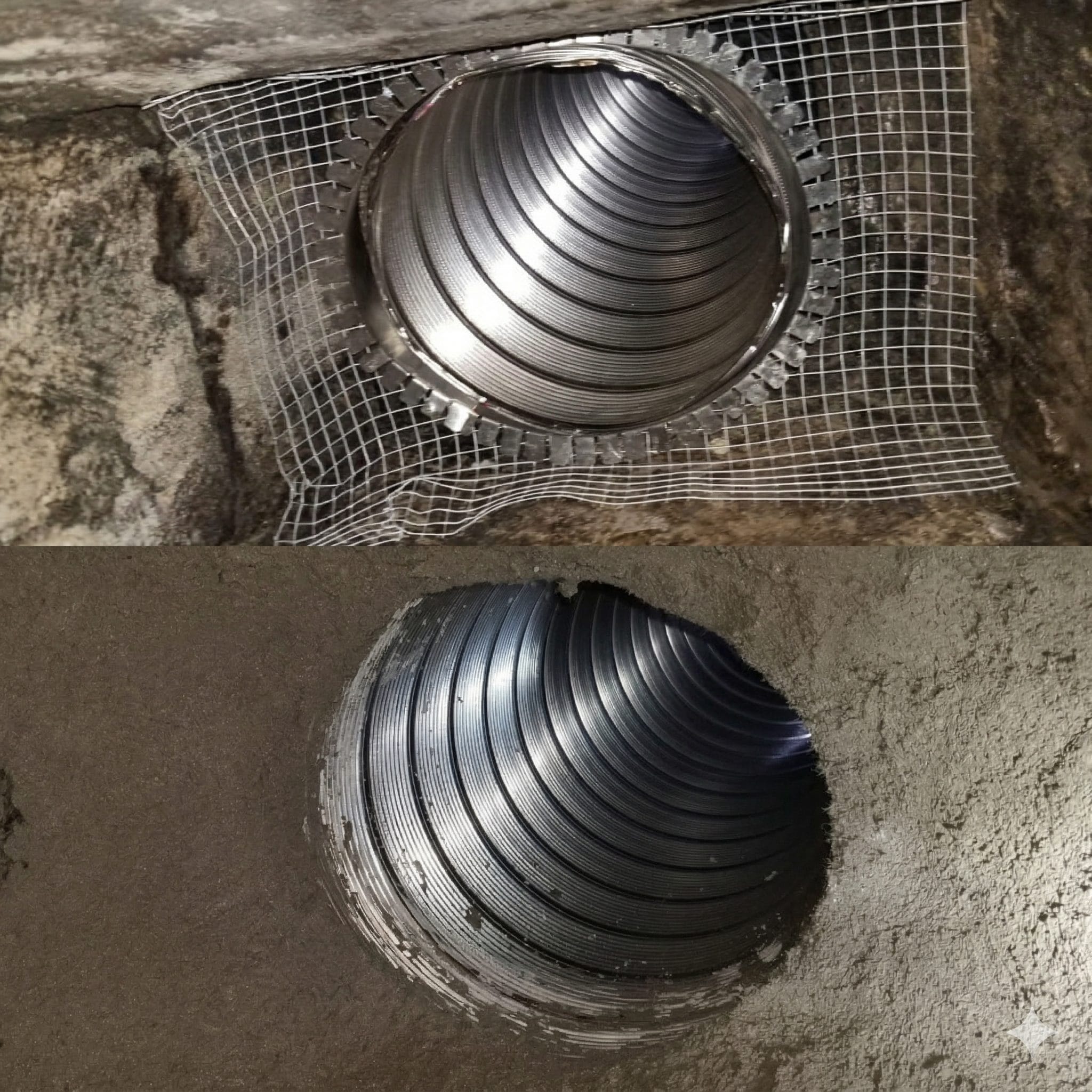 An original photo of a smoke chamber that was parged smooth by Ceaser Chimney Services.